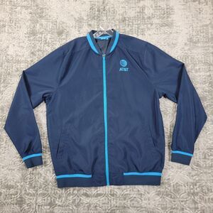 AT&T Jacket  Men's LT Large Tall Blue Full Zip Lined Pockets Logo Employee